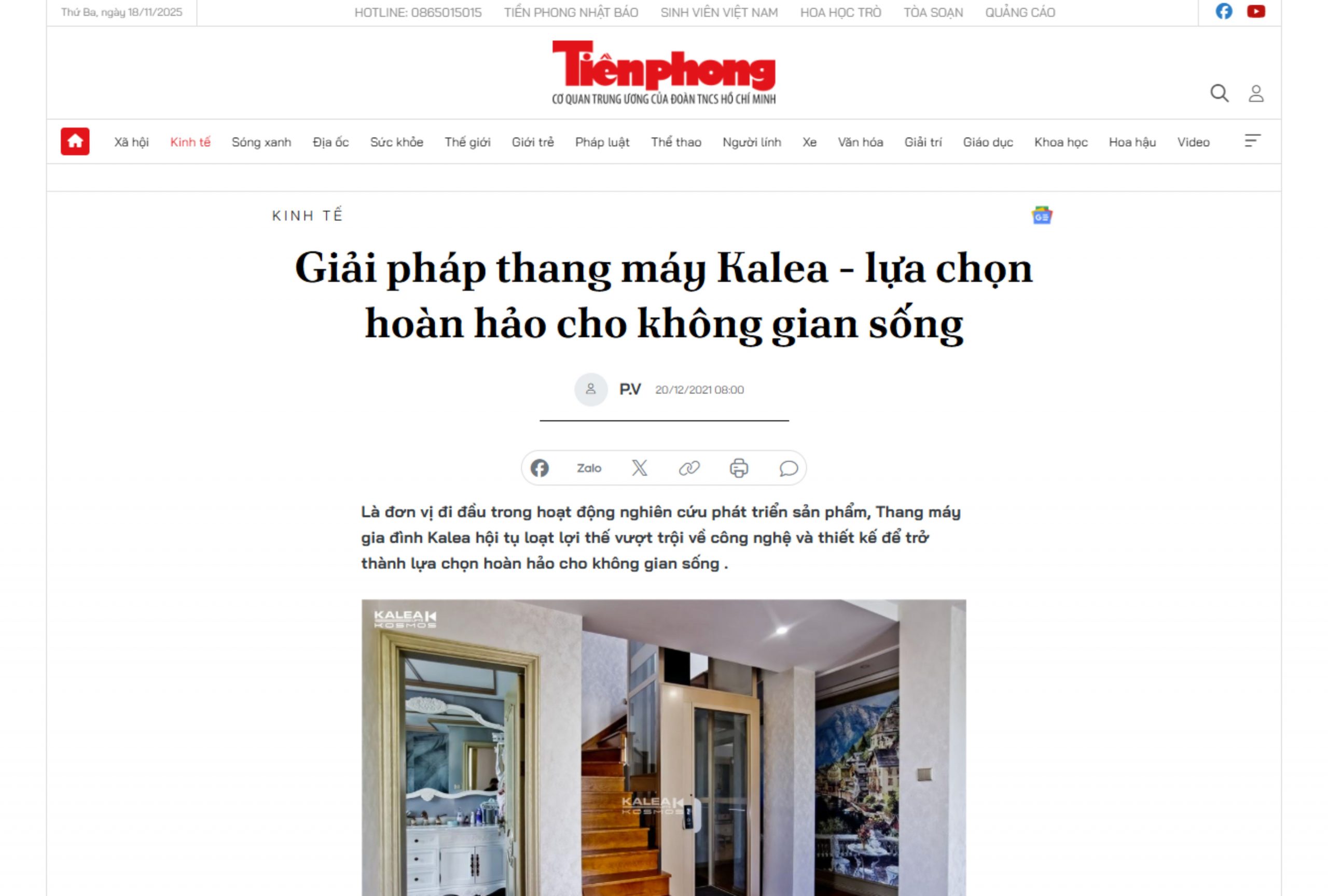 Giải pháp thang máy Kalea – lựa chọn hoàn hảo cho không gian sống